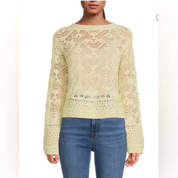 Vince Sweaters - NWT VINCE Lace Patchwork Top Yellow xs